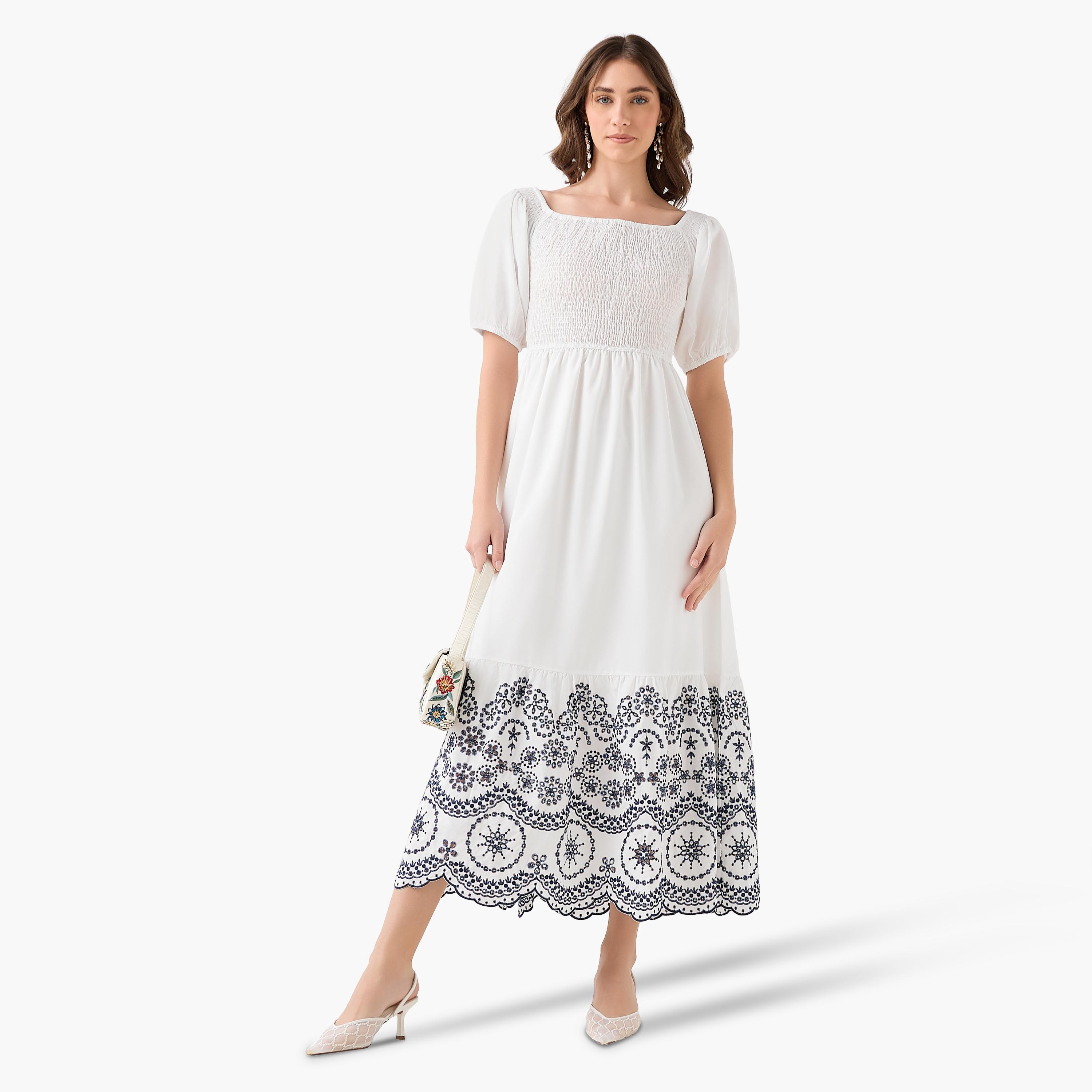 2Xtremz Smocked Midi Dress with Embroidered Hem-women-clothing-dresses-image-3