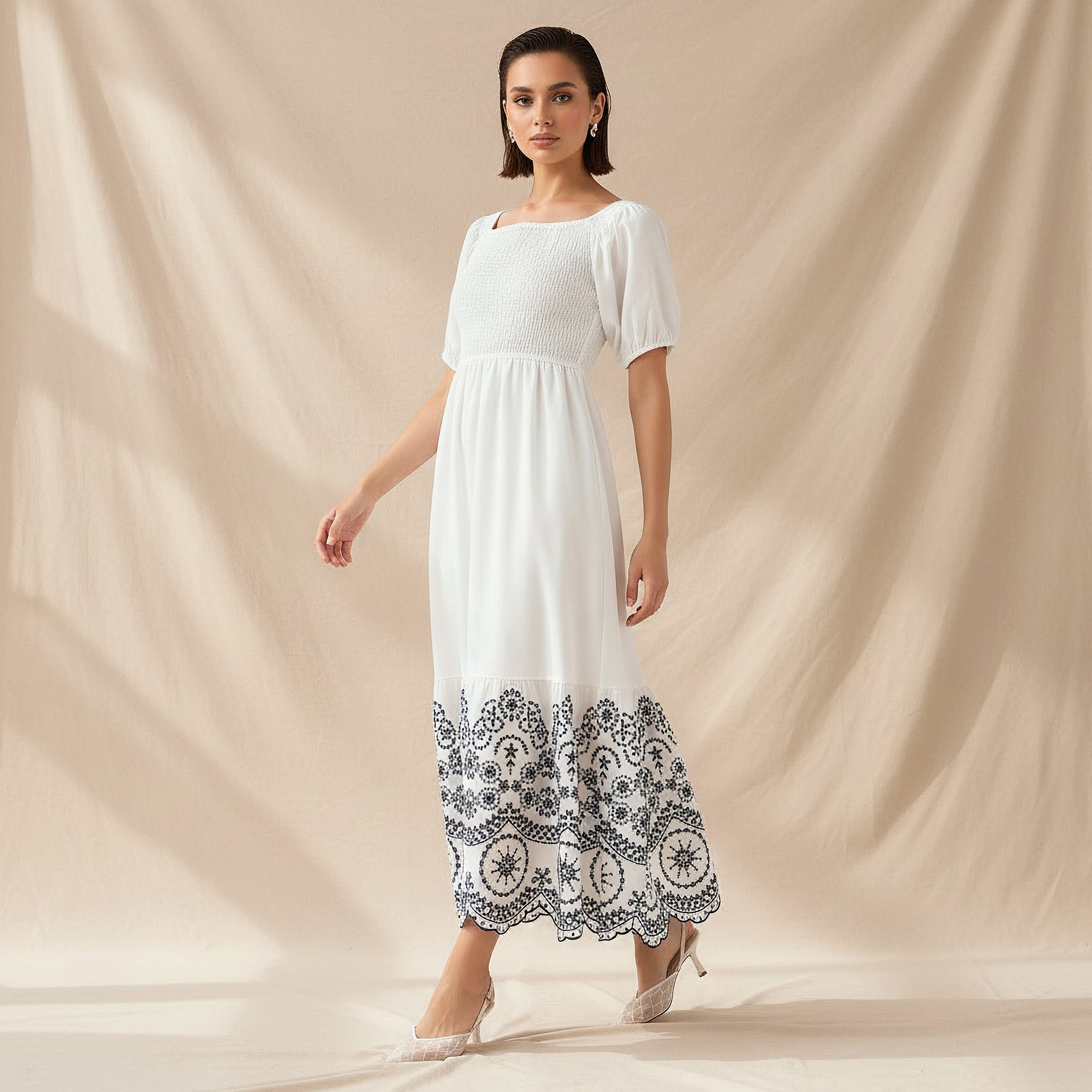 2Xtremz Smocked Midi Dress with Embroidered Hem-women-clothing-dresses-image-1