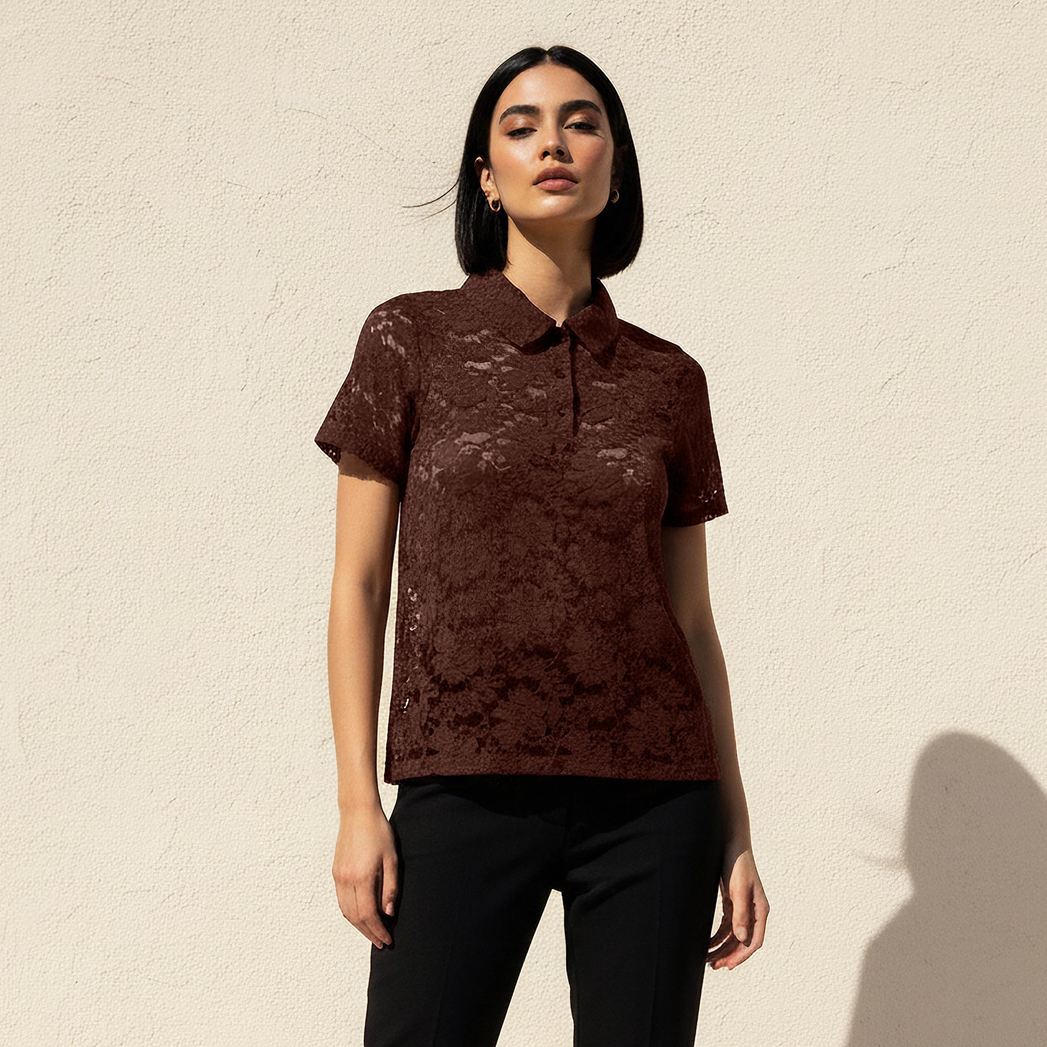 تيشيرت بتصميم دانتيل من تو إكستريمز-women-clothing-tshirts-image-5
