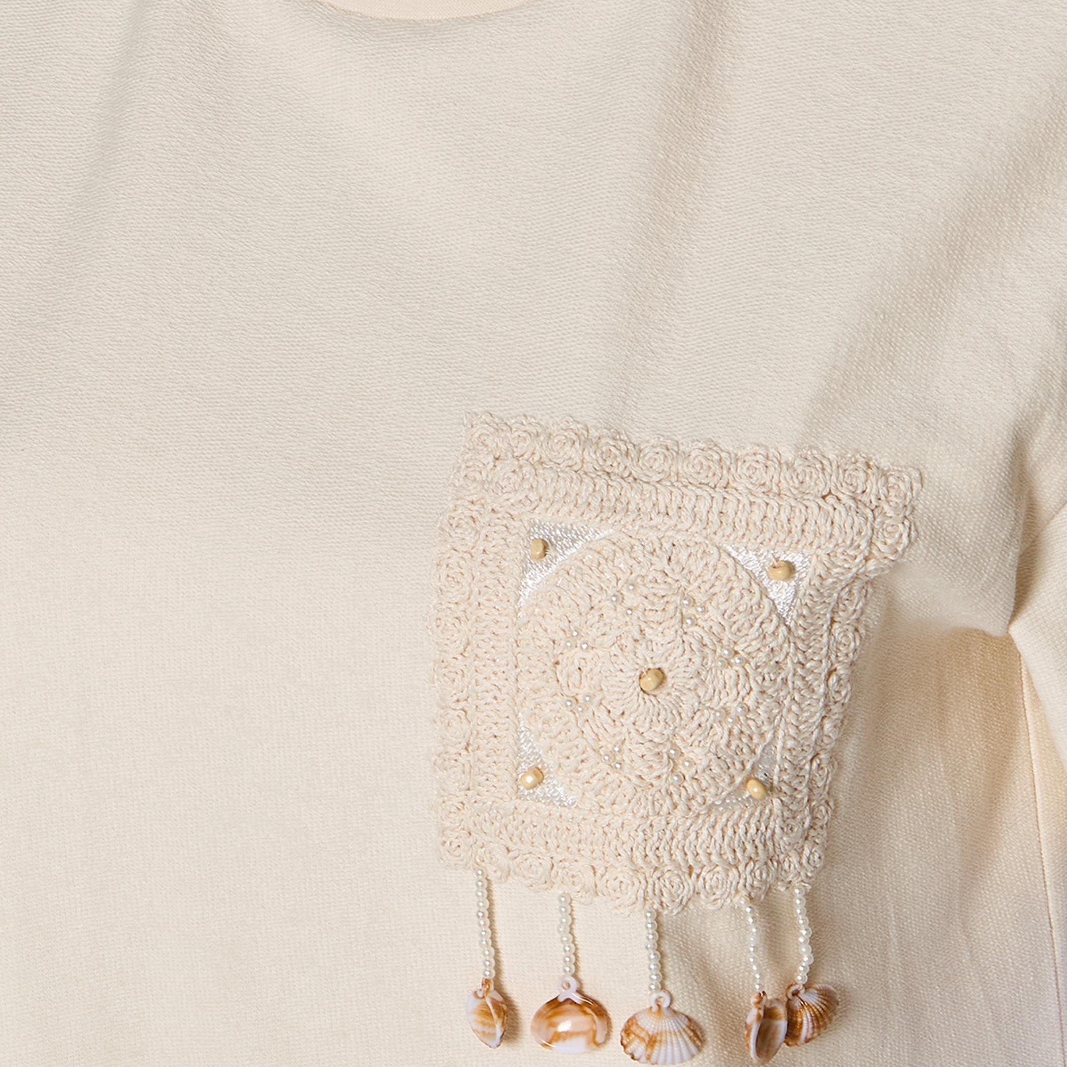 Cotton T-shirt with Crochet Applique-women-clothing-tshirts-image-2