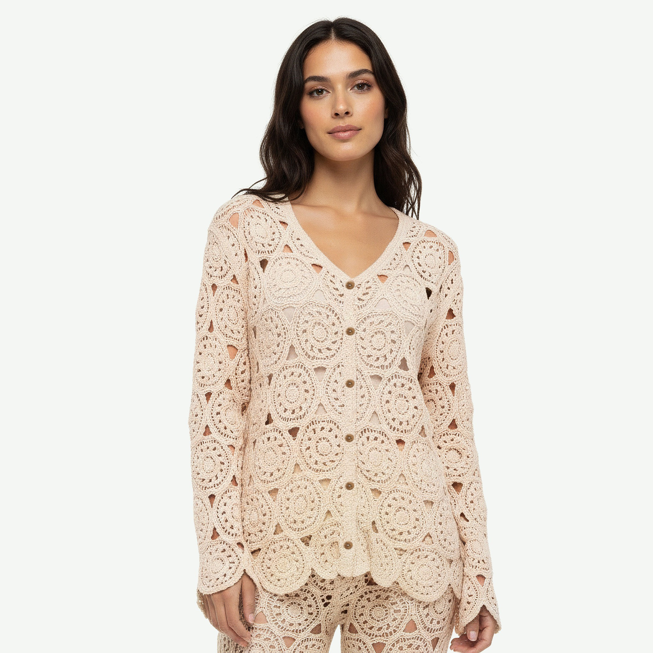 بلوزة كروشيه أنيقة بأزرار أمامية عصرية من توإكستريمز-women-clothing-shirtsandblouses-blouses-image-1
