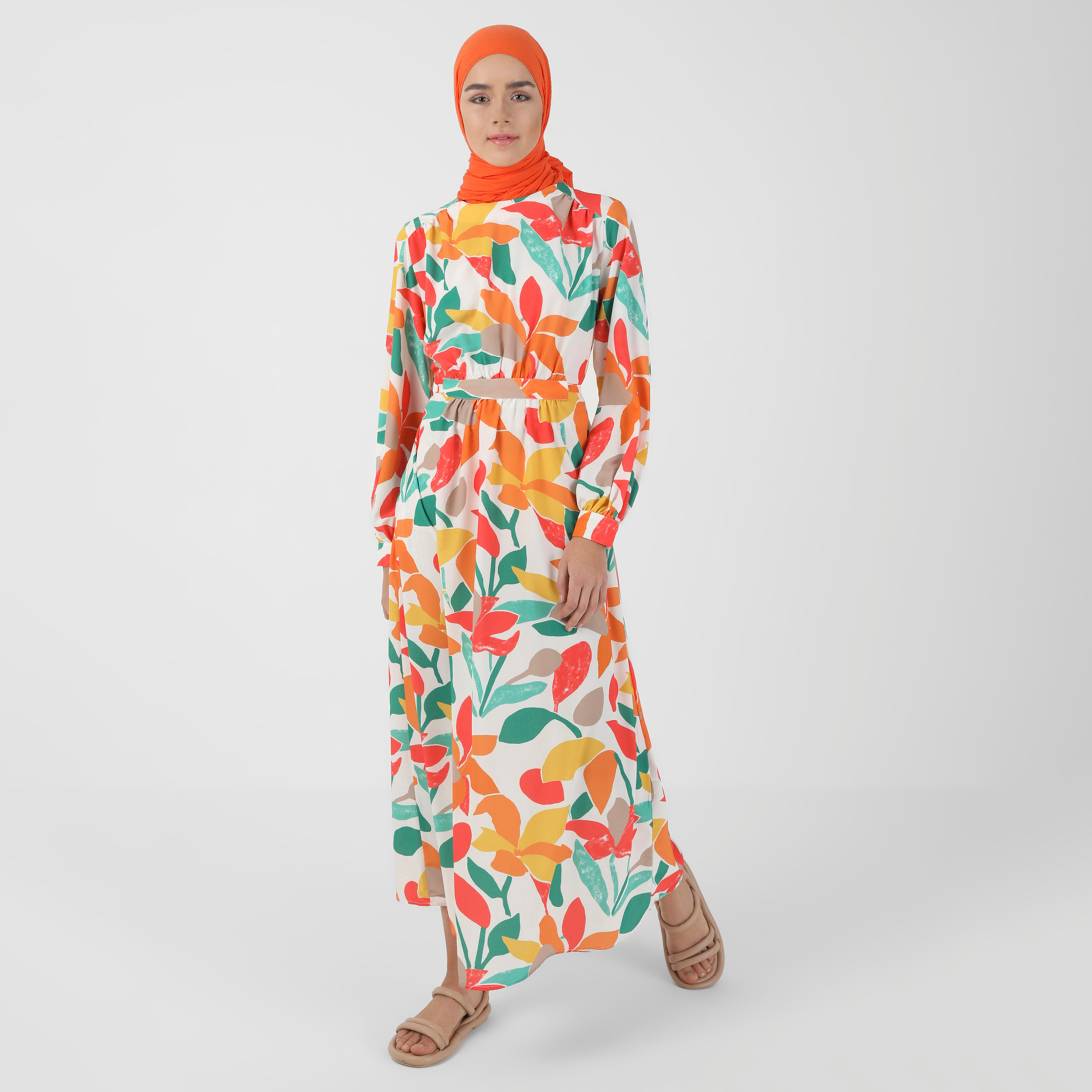 Benin Printed Crew Neck Tie Back Dress-women-clothing-dresses-image-4