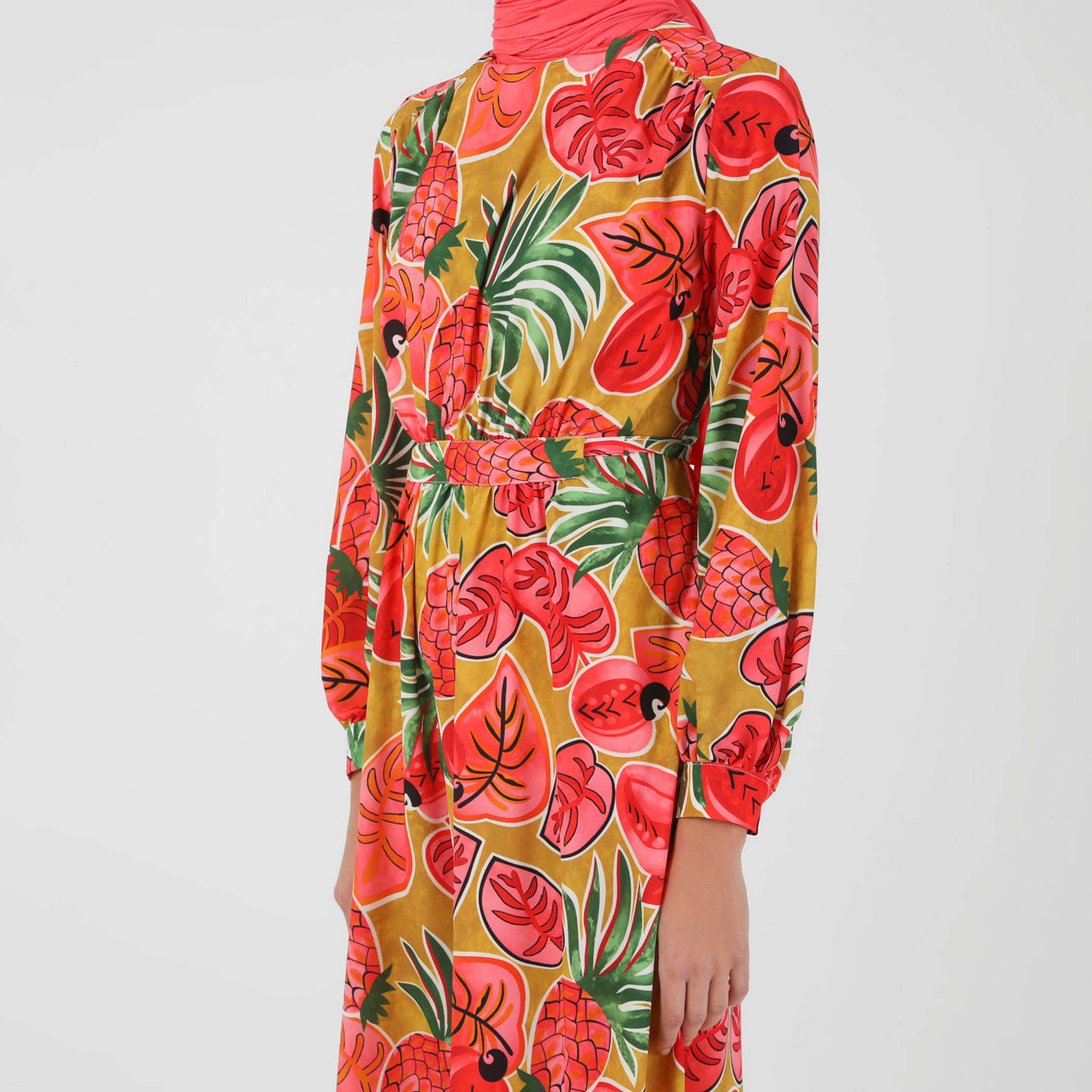 Benin Printed Crew Neck Tie Back Dress-women-clothing-dresses-image-2