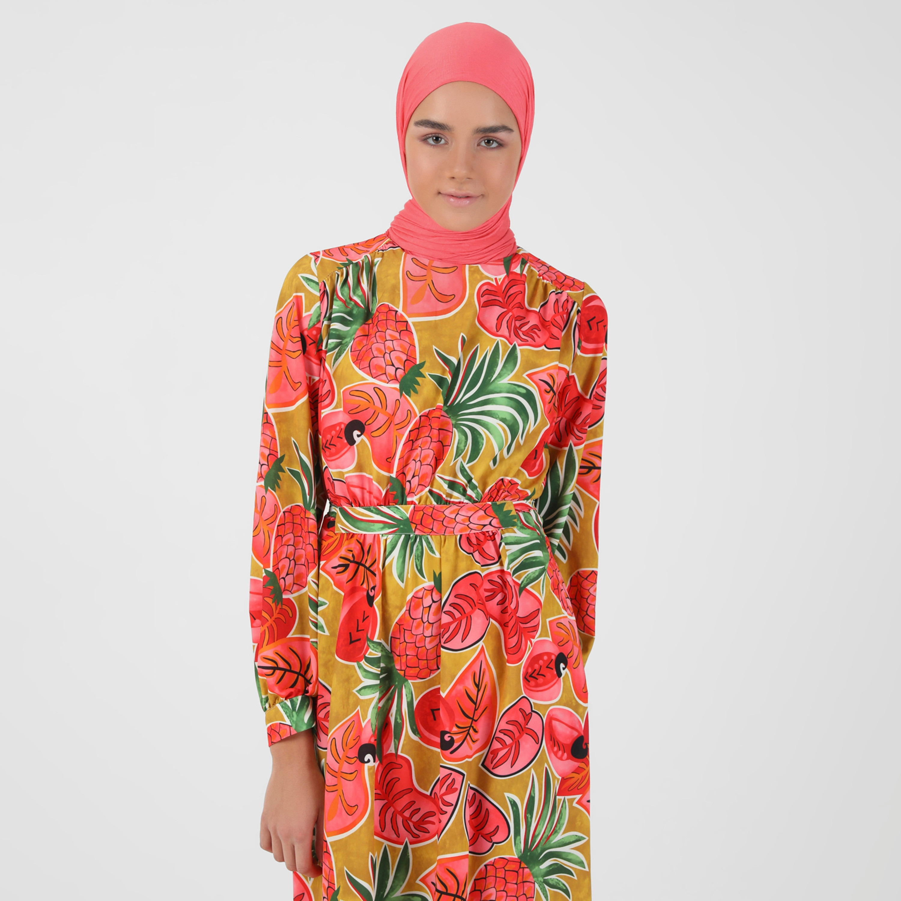 Benin Printed Crew Neck Tie Back Dress-women-clothing-dresses-image-3