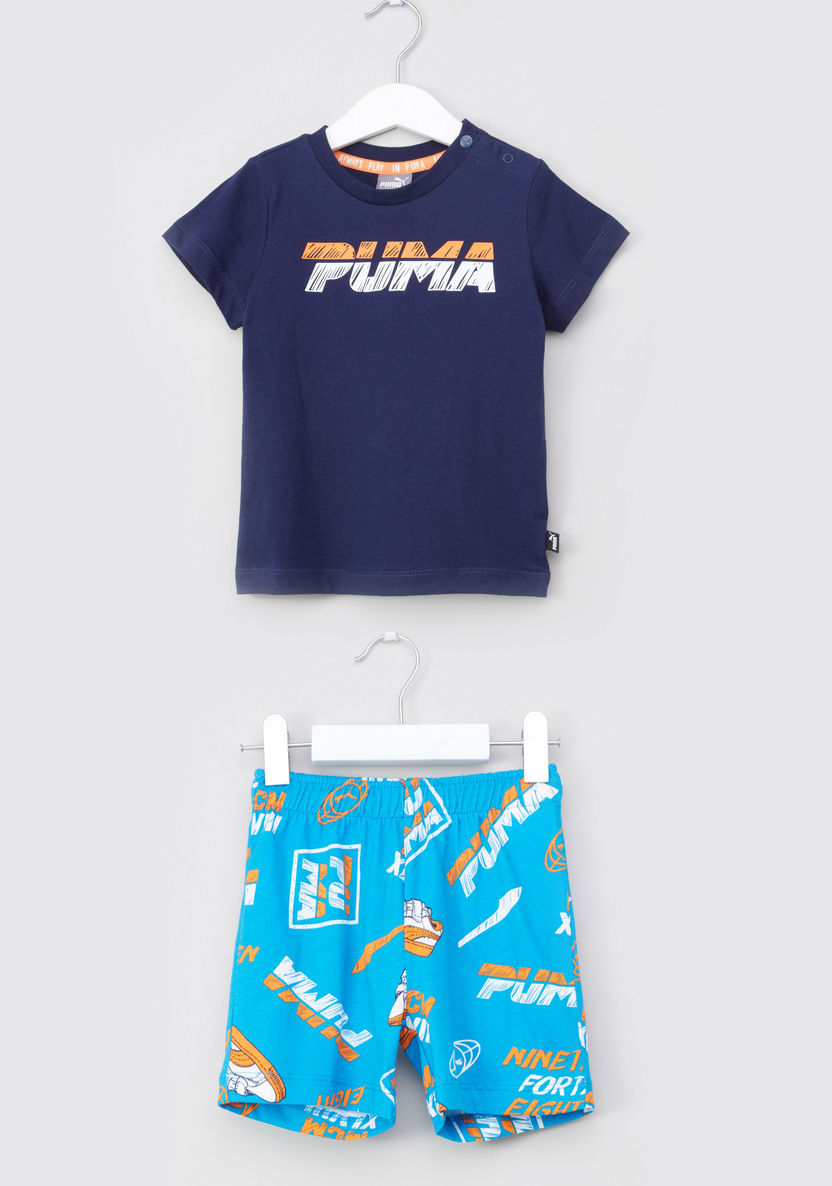 PUMA Minicats Printed T-shirt and Shorts Set-Clothes Sets-image-0