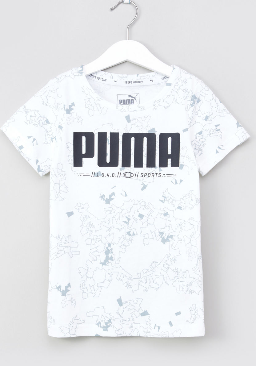 PUMA Active Sports Printed T-shirt with Round Neck-Tops-image-0