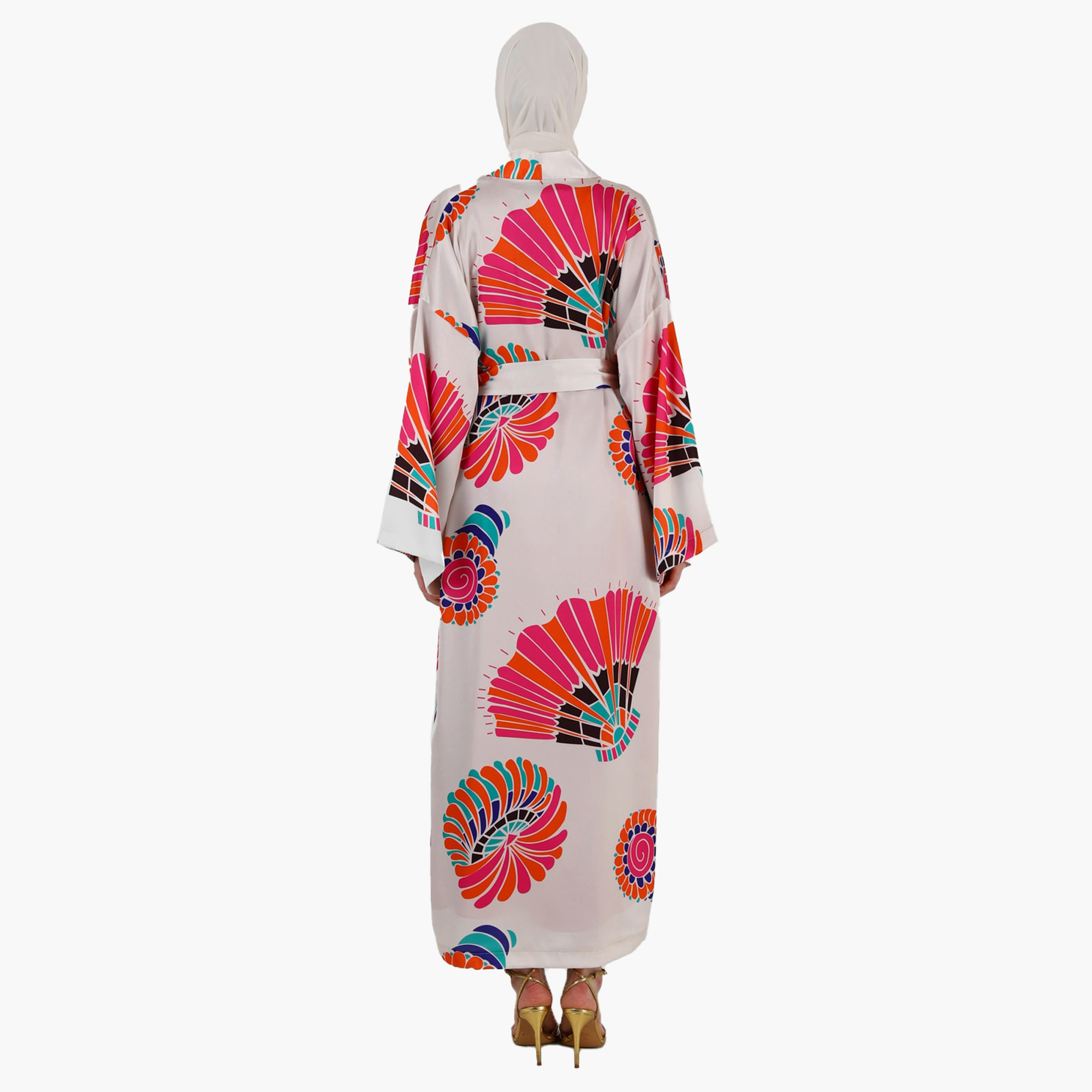 Modanisa Printed Open Front Tie Belt Abaya-women-arabicclothing-abayas-image-5