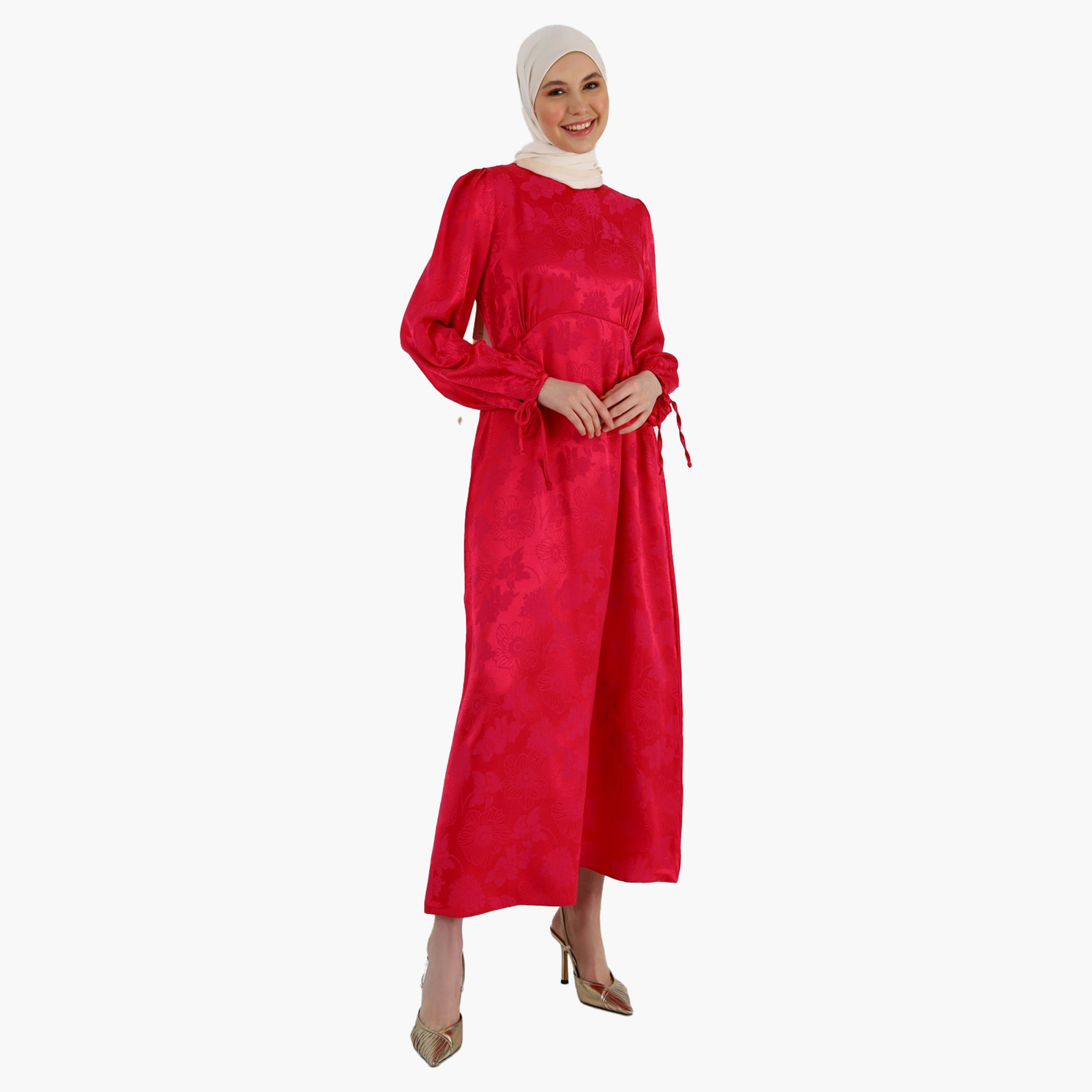 فستان ذو رقبة دائرية وسحاب خلفي ومزين بنقشة الزهور من مودانيسا-women-clothing-dresses-image-1