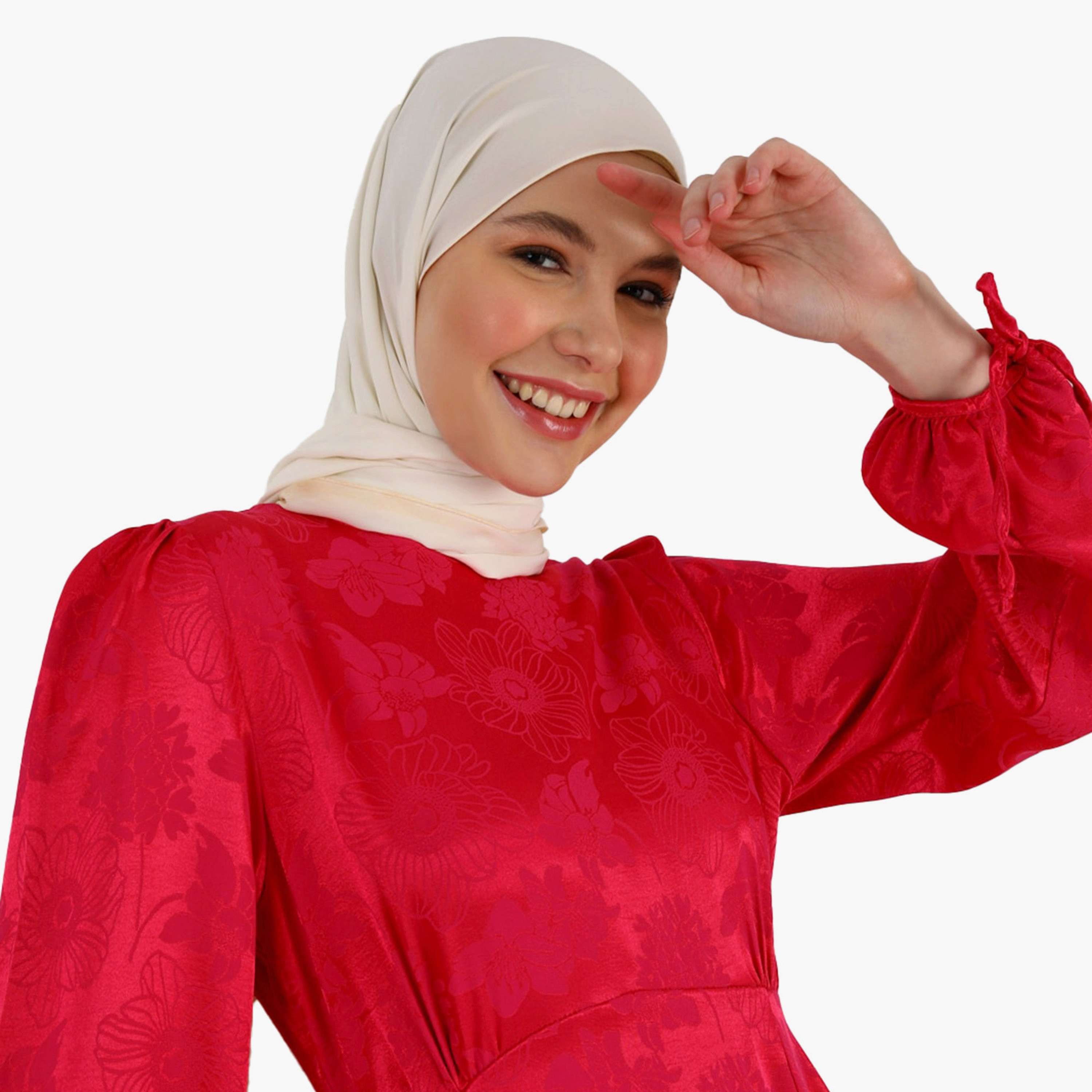 فستان ذو رقبة دائرية وسحاب خلفي ومزين بنقشة الزهور من مودانيسا-women-clothing-dresses-image-3