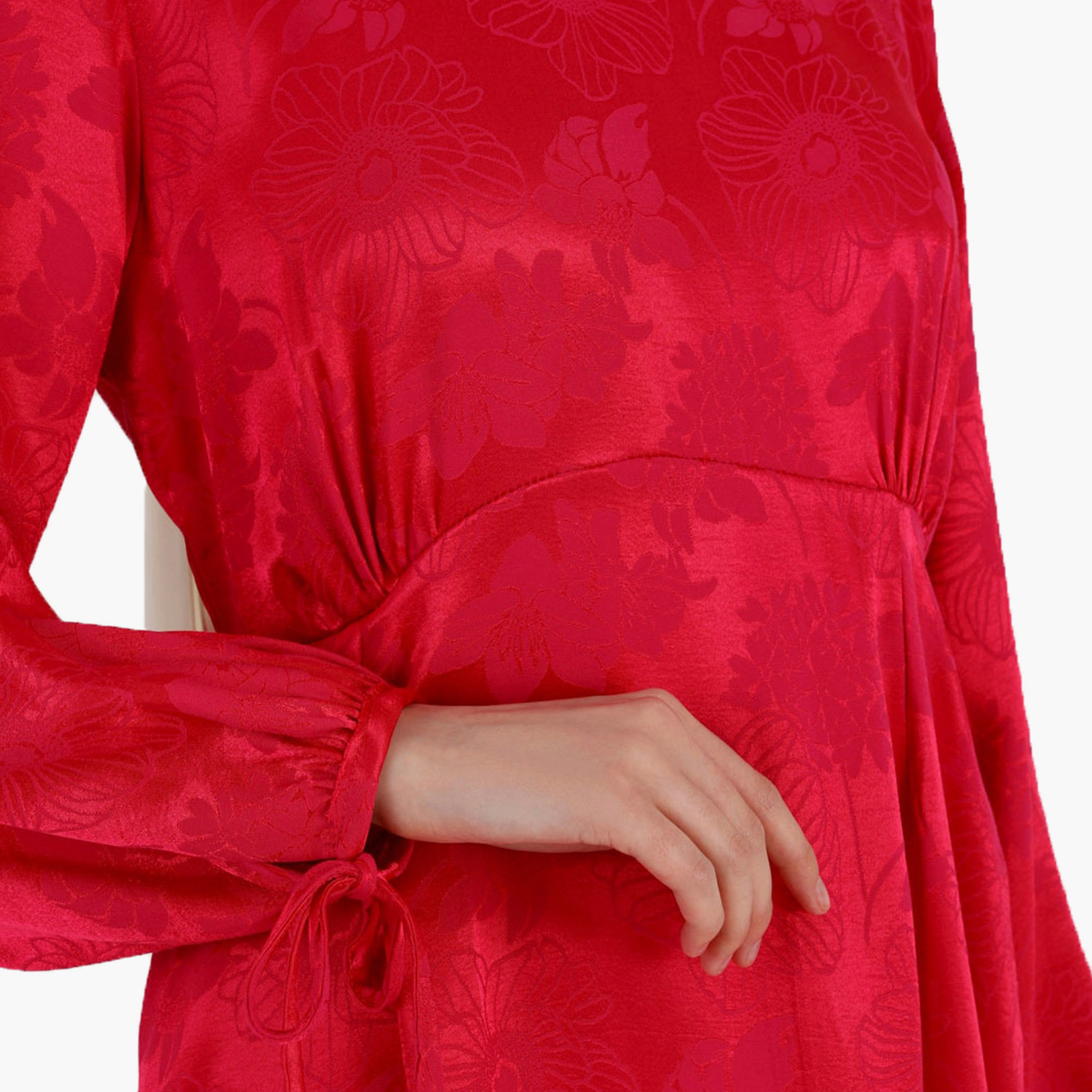 فستان ذو رقبة دائرية وسحاب خلفي ومزين بنقشة الزهور من مودانيسا-women-clothing-dresses-image-4