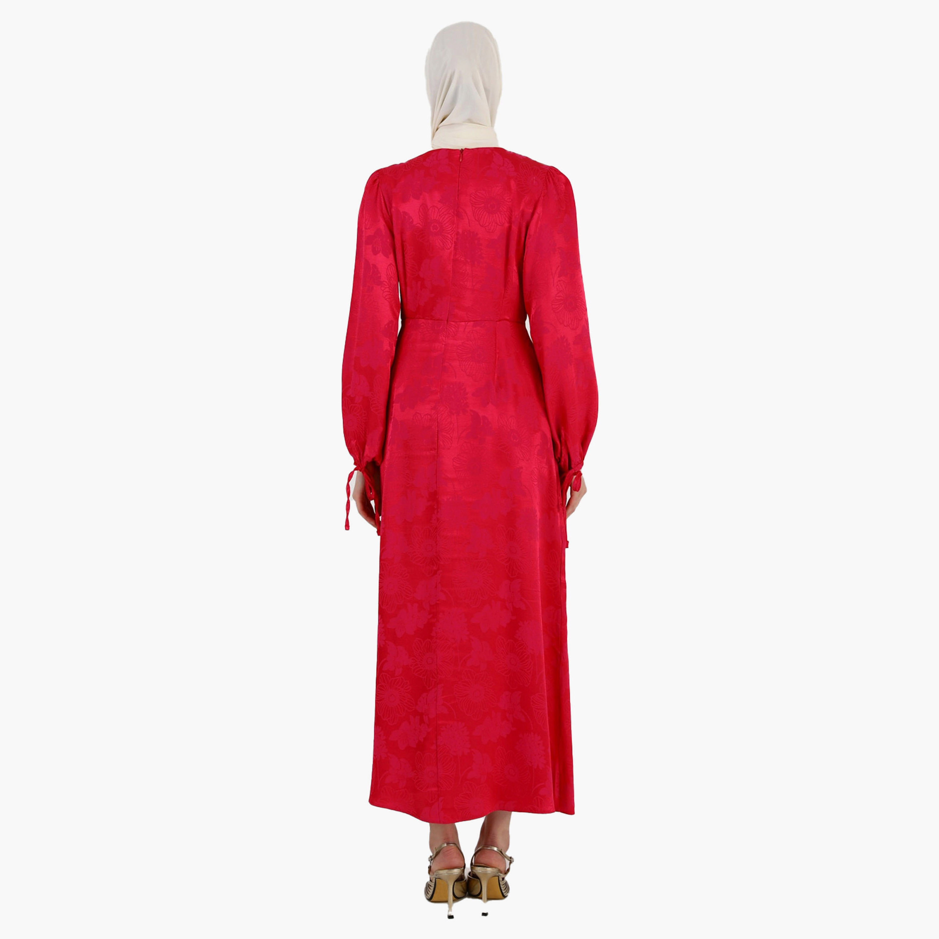 فستان ذو رقبة دائرية وسحاب خلفي ومزين بنقشة الزهور من مودانيسا-women-clothing-dresses-image-5