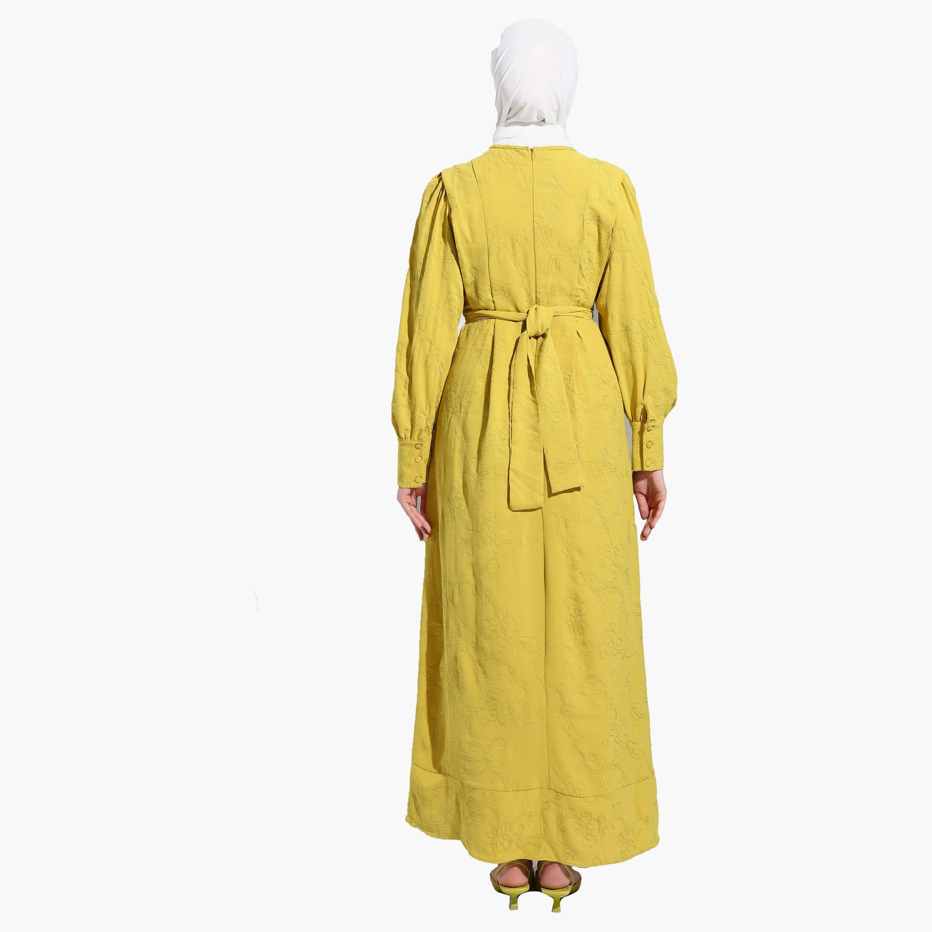 Modanisa Embroidered Crew Neck Tie Back Modest Dress-women-clothing-dresses-image-5
