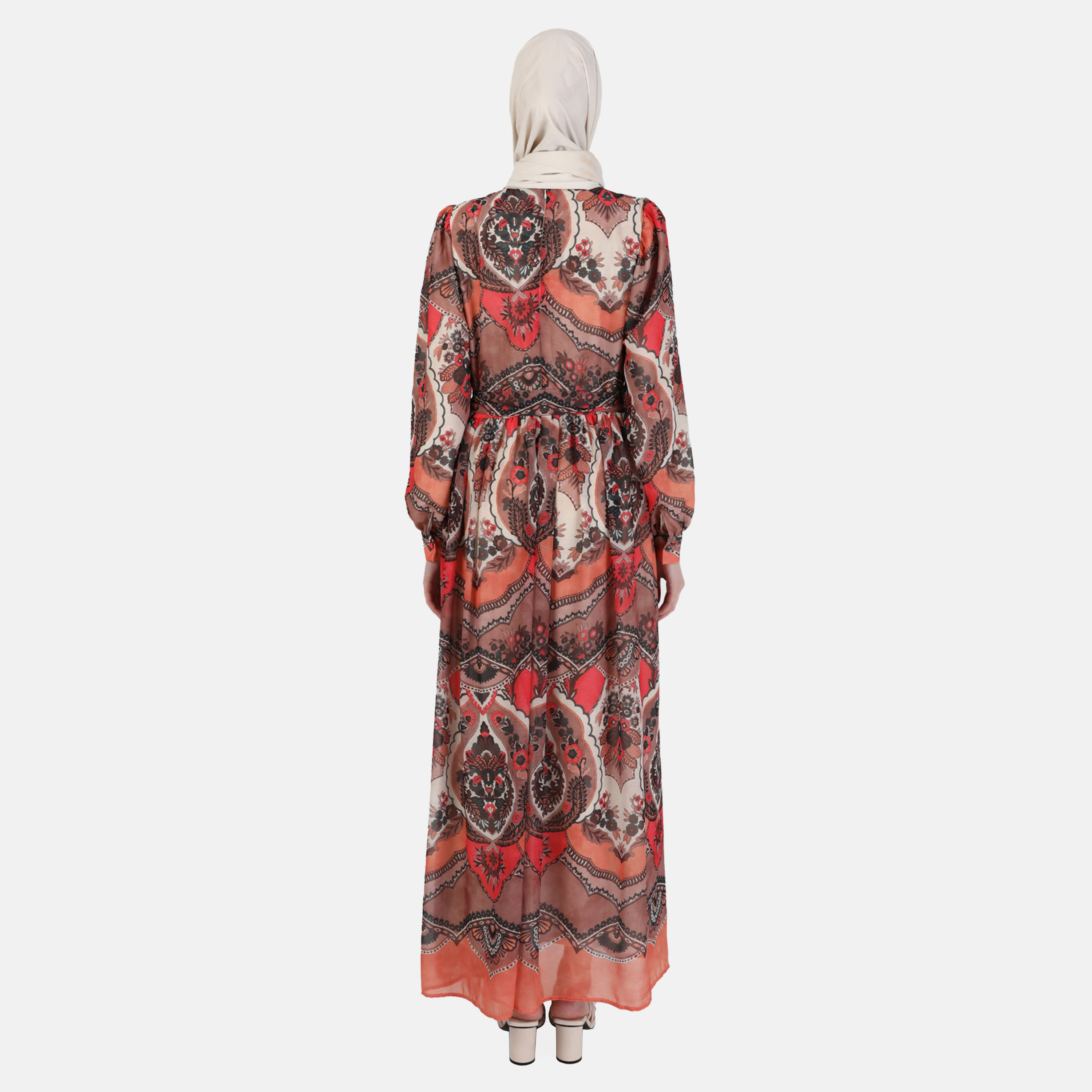 فستان مودانيسا مطبوع برقبة دائرية ورباط أمامي مع حزام-women-clothing-dresses-image-4