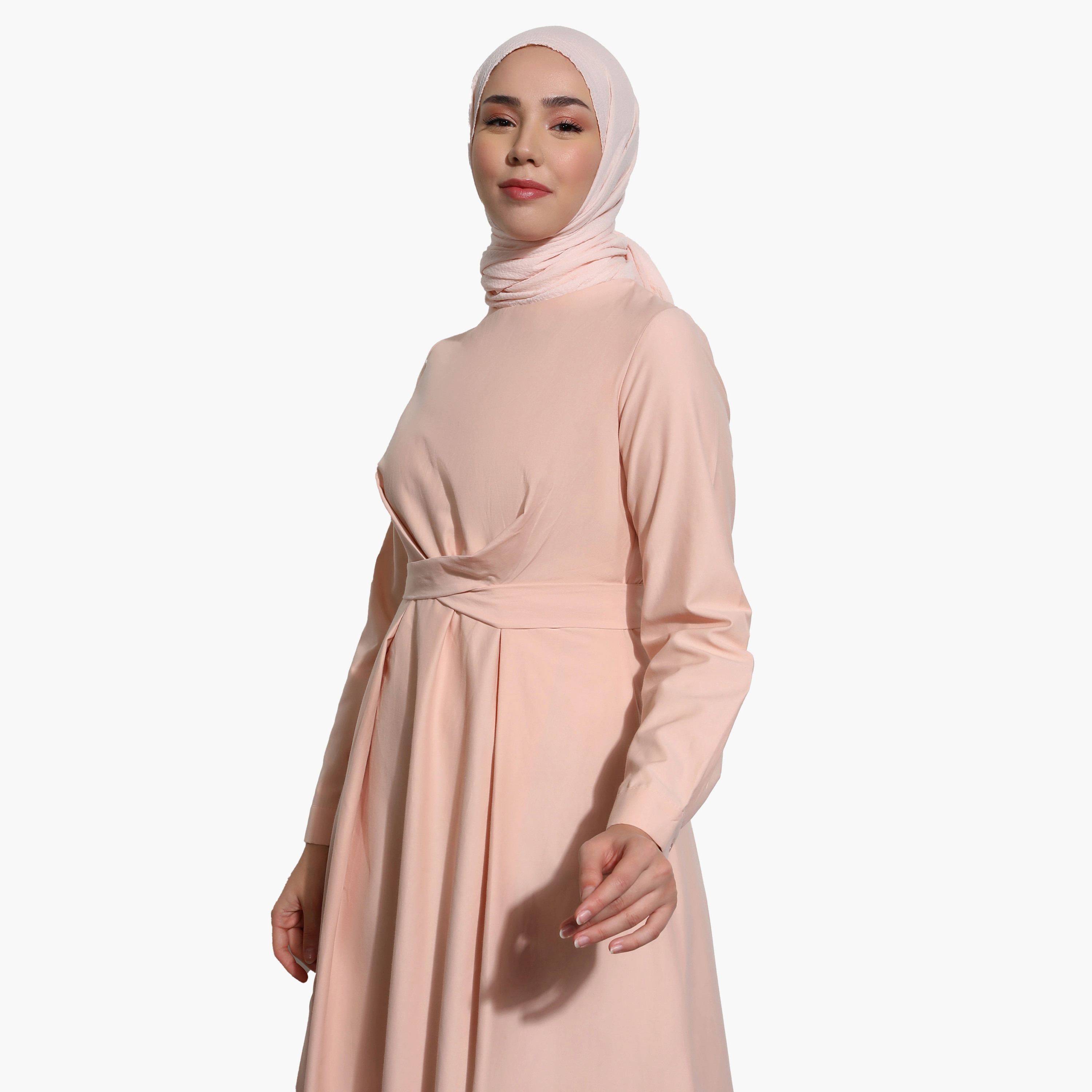Modanisa Plain Crew Neck Tie Back Modest Dress-women-clothing-dresses-image-3