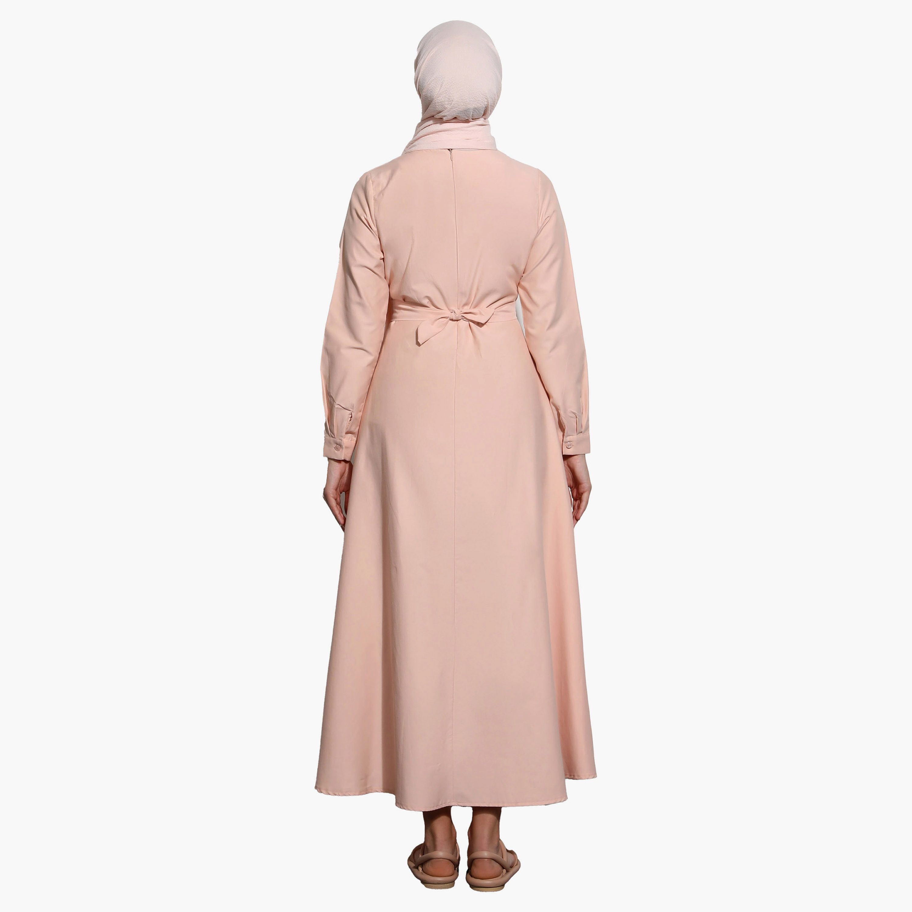 Modanisa Plain Crew Neck Tie Back Modest Dress-women-clothing-dresses-image-5