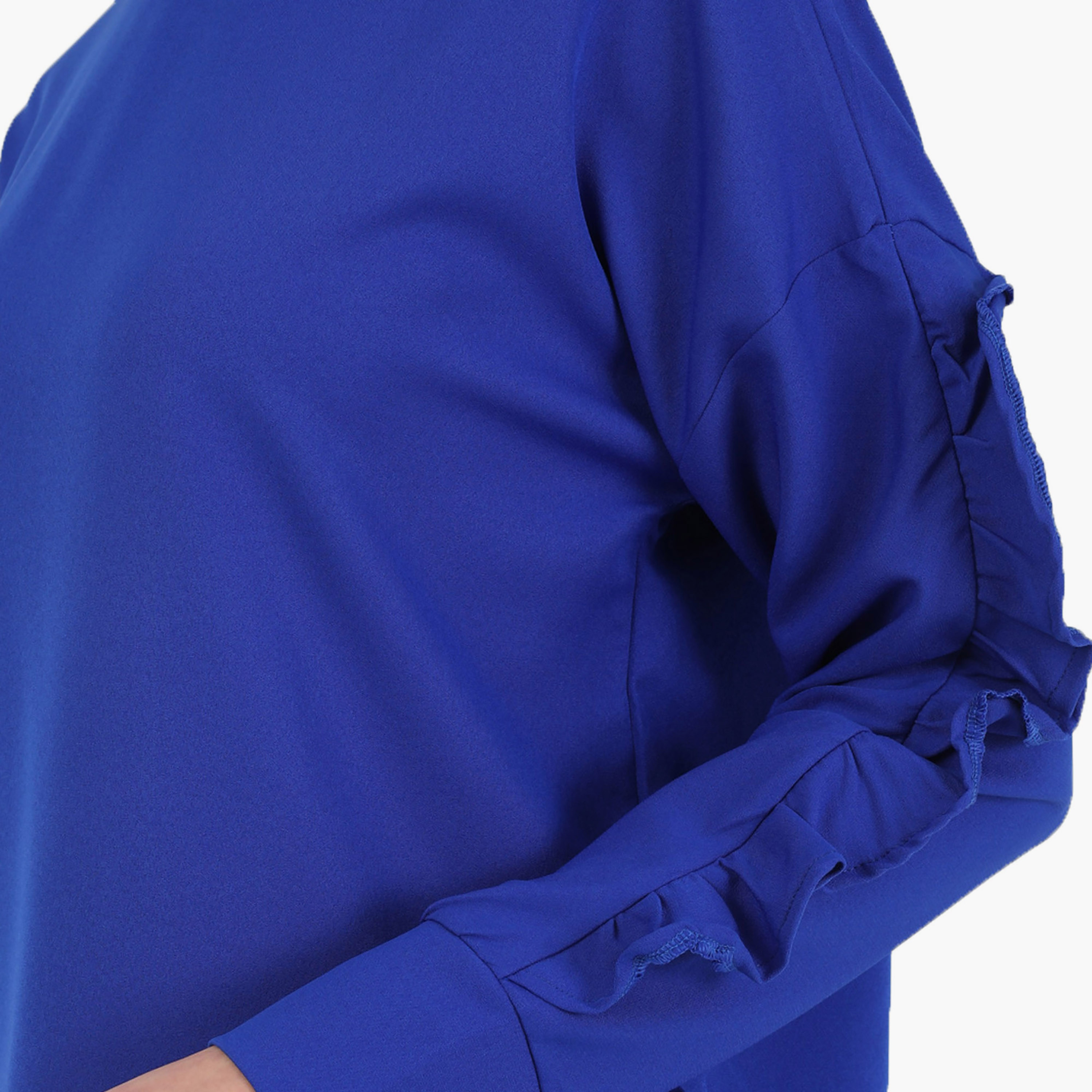 Modanisa Plain Crew Neck Long Sleeves Tunic with Ruffle Detail-women-clothing-shirtsandblouses-blouses-image-4