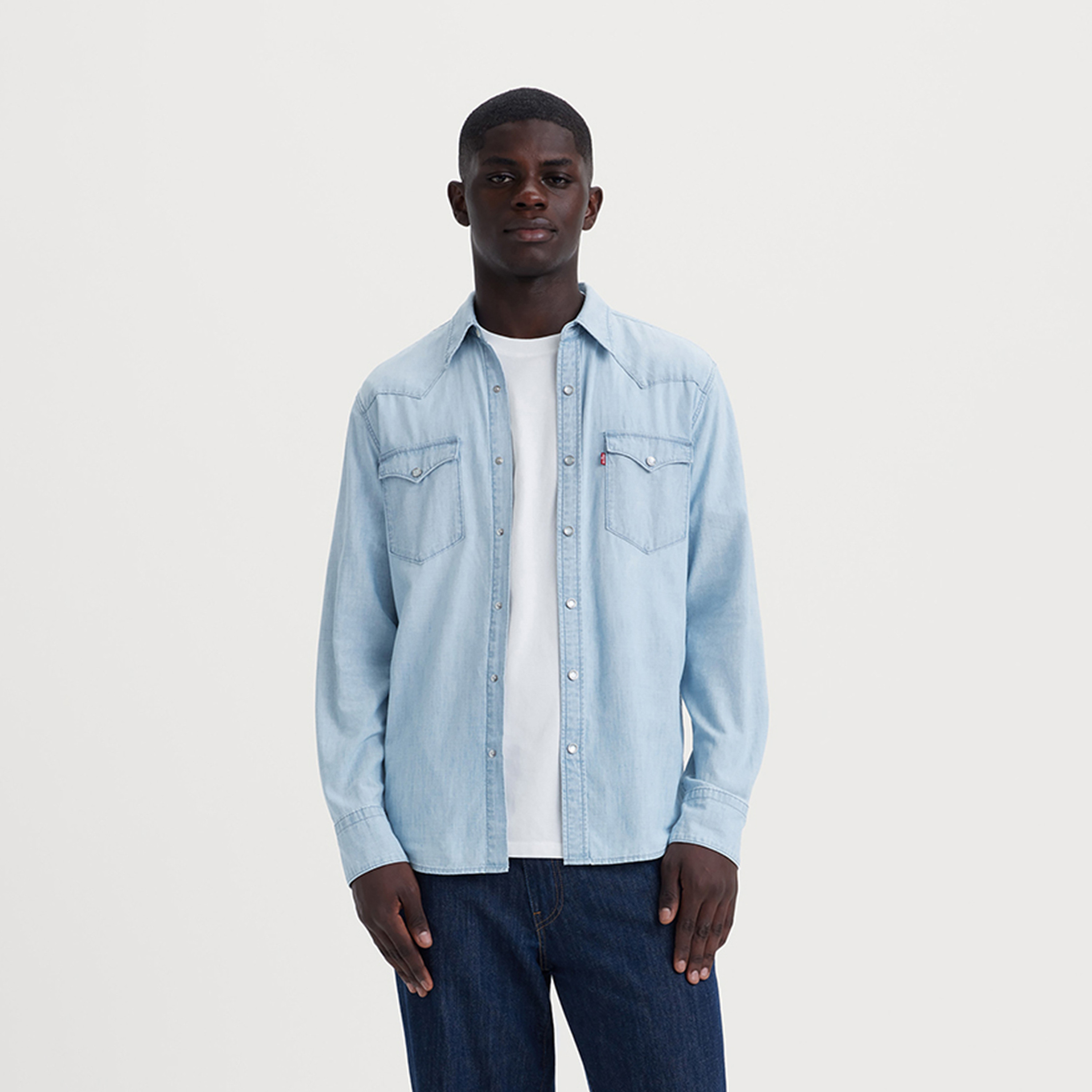 Levi's Men's Buttoned Pointed Collar Long Sleeves Dress Shirt-men-clothing-shirts-image-1