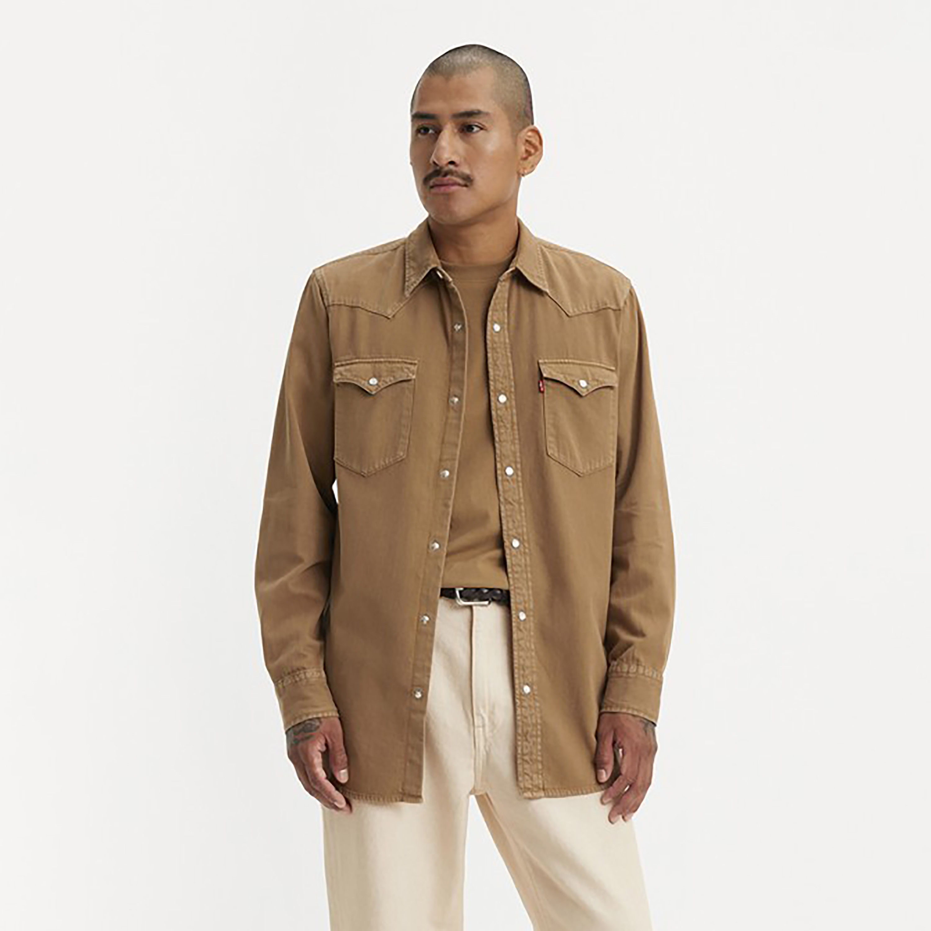 Levi's Plain Point Collar Long Sleeves Casual Shirt-men-clothing-shirts-image-1