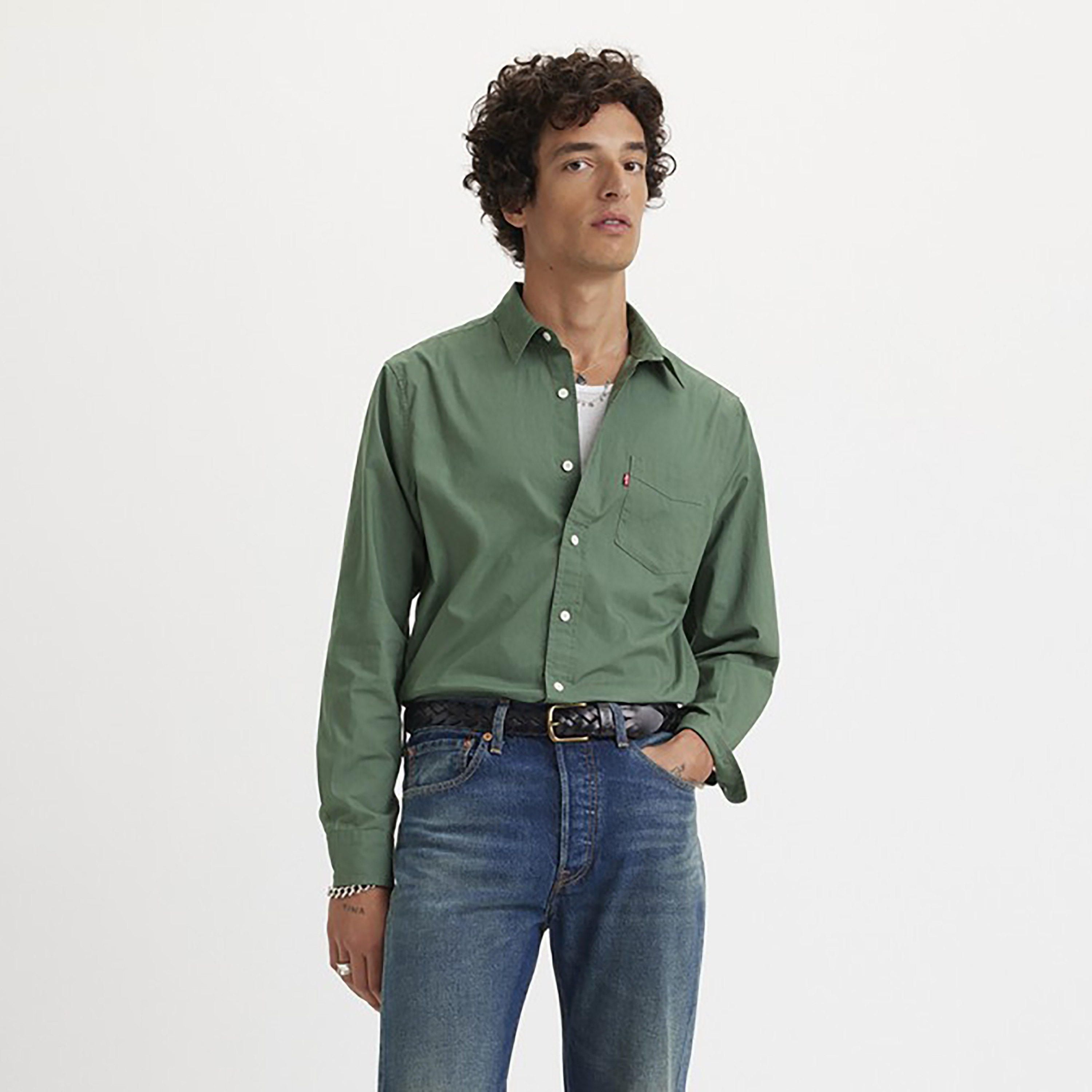 Levi's Plain Classic Collar Long Sleeves Casual Shirt-men-clothing-shirts-image-1