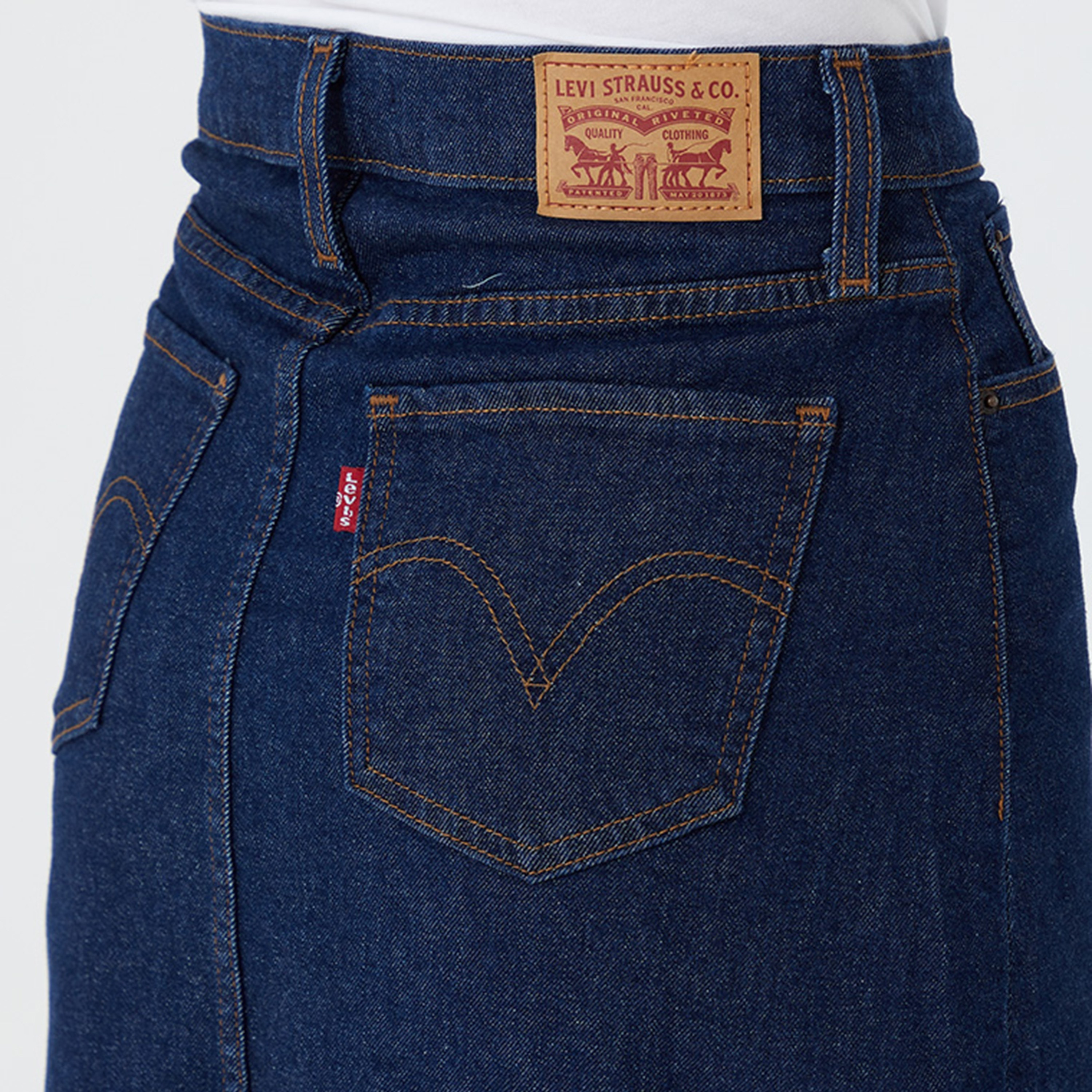 Levi's Plain High Rise Button Women's Knee Length Denim Skirt-women-clothing-bottoms-skirts-image-3