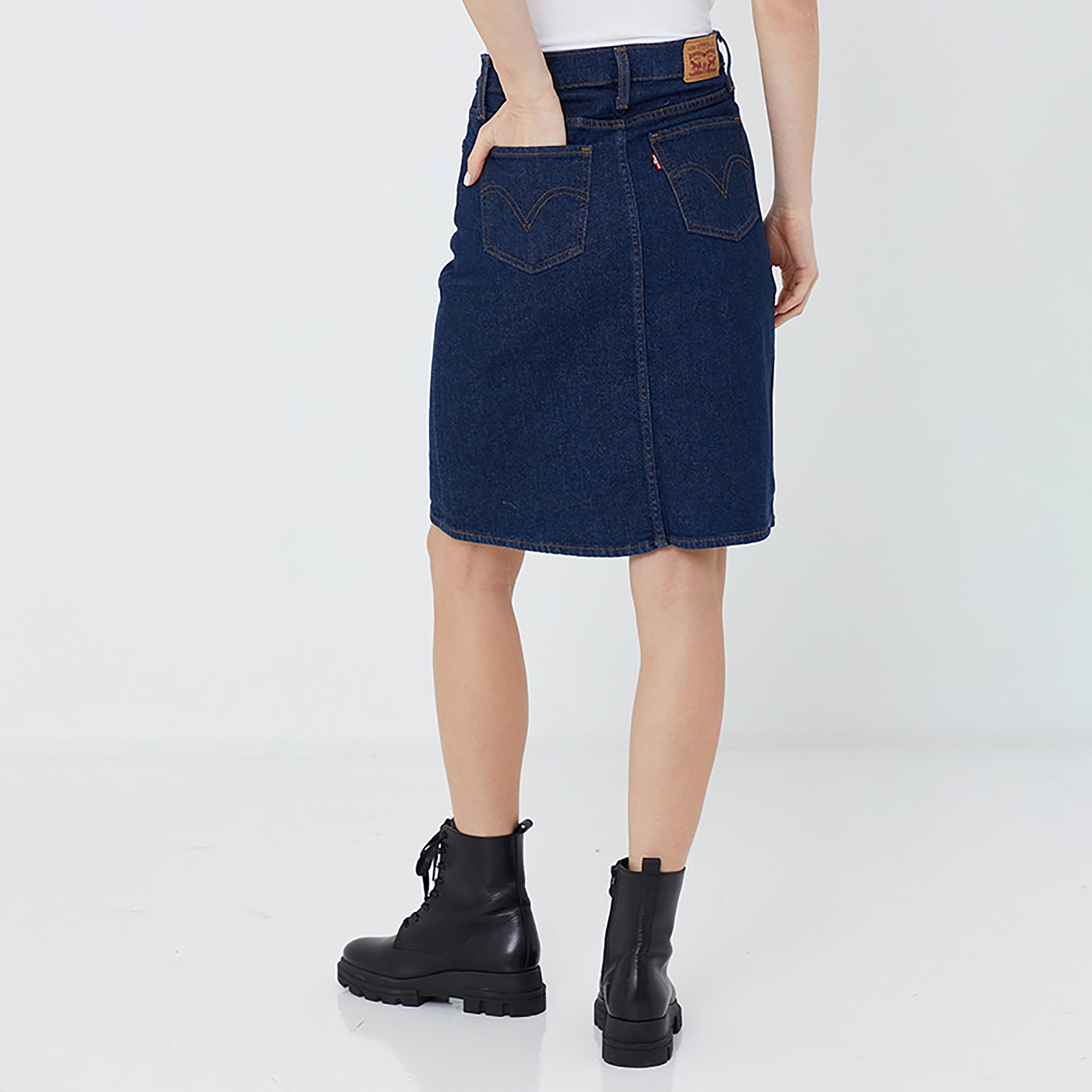 Levi's Plain High Rise Button Women's Knee Length Denim Skirt-women-clothing-bottoms-skirts-image-4