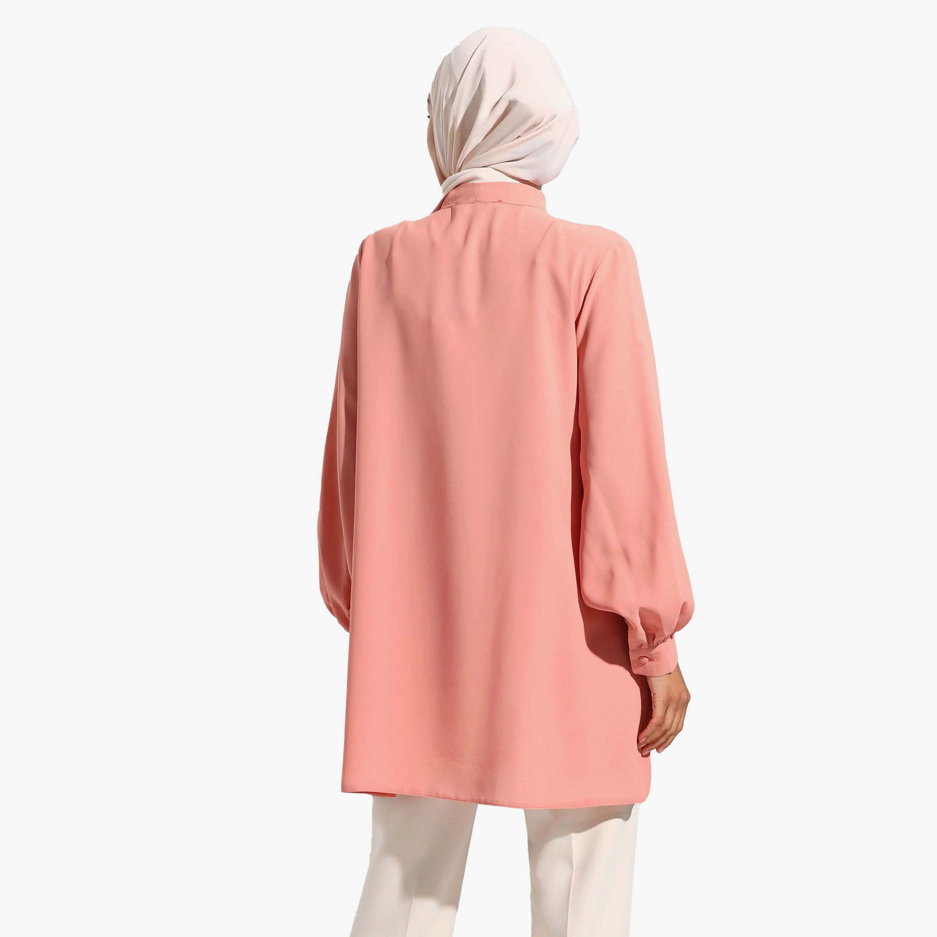 Modanisa Plain Tie Neck Long Sleeves Tunic-women-clothing-shirtsandblouses-blouses-image-5