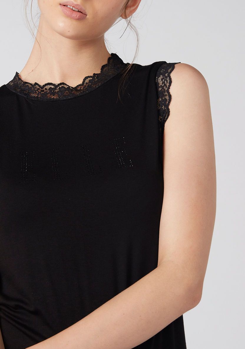 Elle Embellished Sleeveless Top with Round Neck and Lace Detail-Shirts & Blouses-image-2