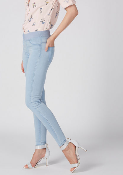 Lee Cooper Full Length Denim Jeggings with Elasticised Wasitband-Jeggings-image-0