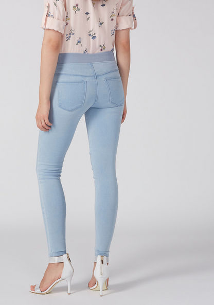 Lee Cooper Full Length Denim Jeggings with Elasticised Wasitband-Jeggings-image-4