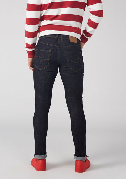 Lee Cooper Full Length Jeans with Button Closure and Pocket Detail-Jeans-image-4