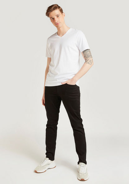 Lee Cooper Full Length Solid Jeans with Pocket Detail and Belt Loops