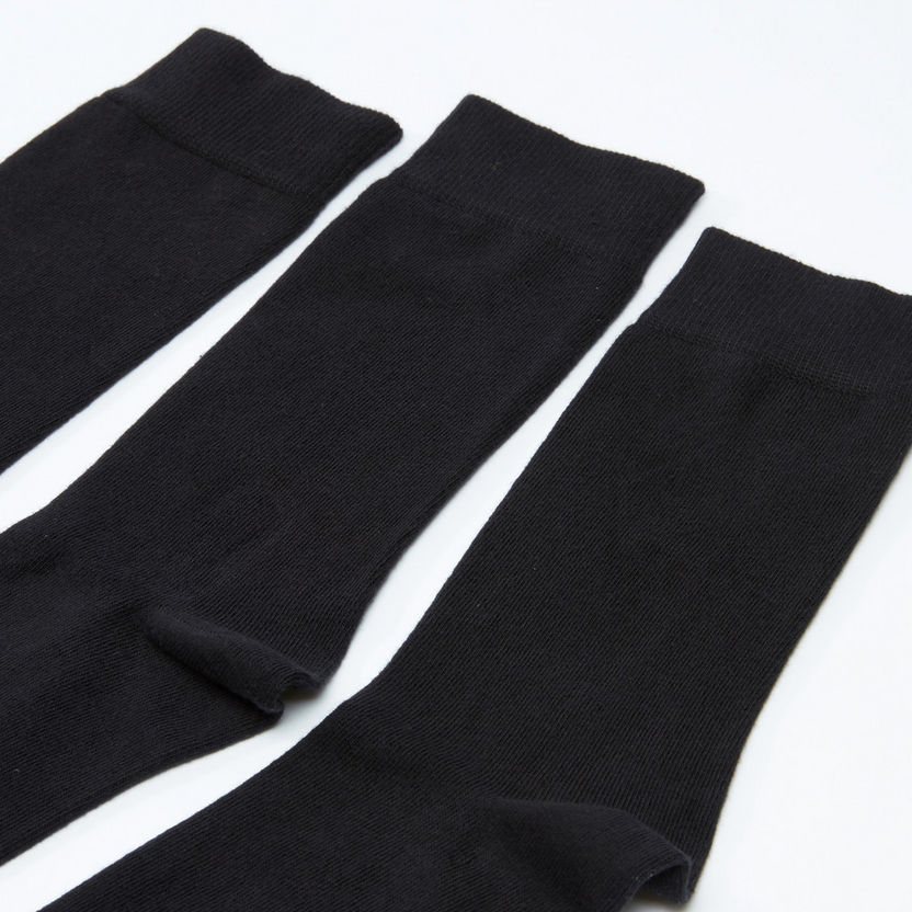 Textured Crew Length Socks - Set of 3-Socks-image-2