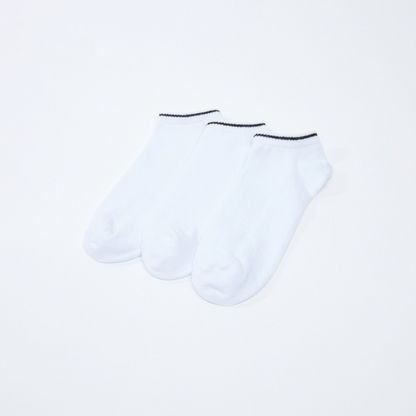 Ankle Length Socks with Ribbed Cuffs - Set of 3