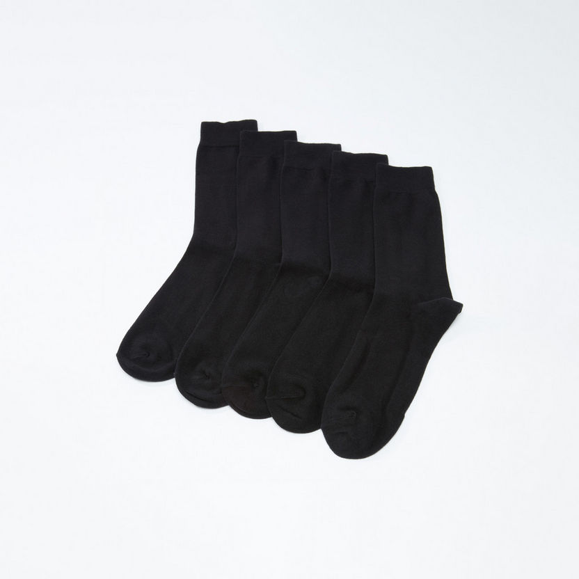 Textured Crew Length Socks - Set of 5-Socks-image-0
