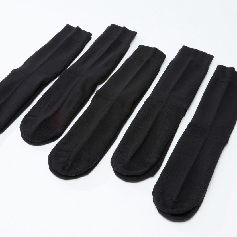 Textured Crew Length Socks - Set of 5-Socks-image-1