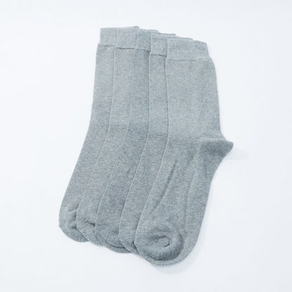 Set of 5 - Plain Crew Length Socks with Cuffed Hem