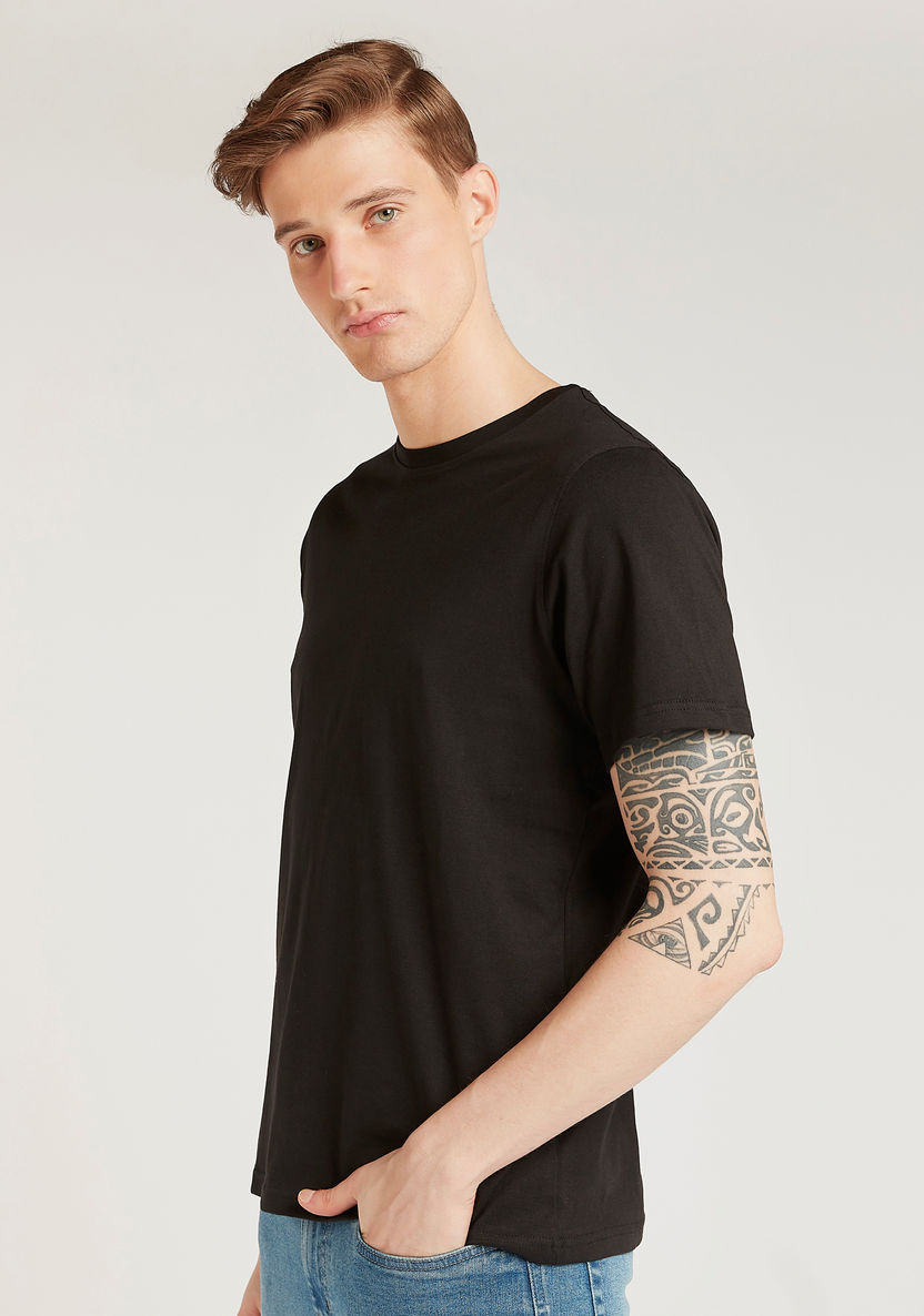 Solid T-shirt with Crew Neck and Short Sleeves-T Shirts-image-2