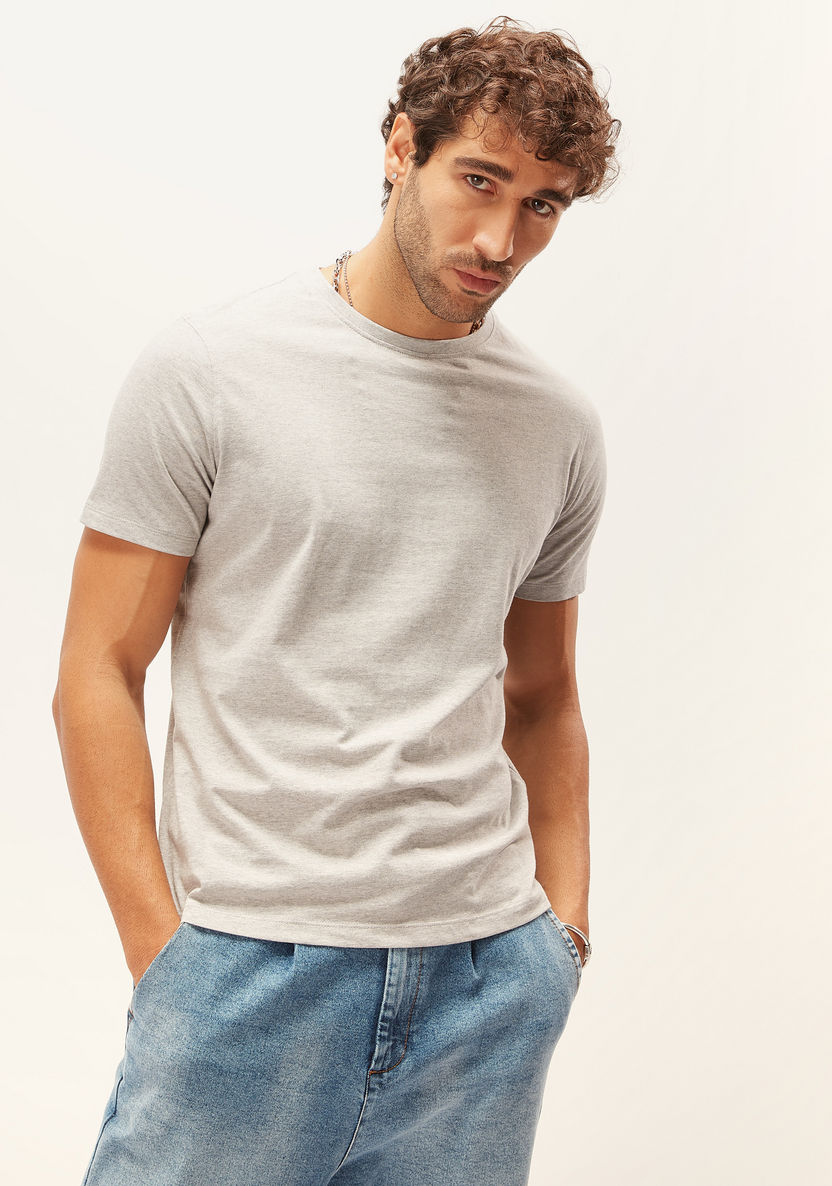 Solid T-shirt with Crew Neck and Short Sleeves-T Shirts-image-2