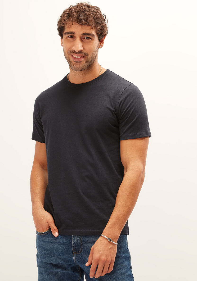 Solid T-shirt with Crew Neck and Short Sleeves-T Shirts-image-0