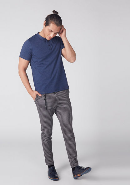 Henley Neck T-Shirt with Short Sleeves
