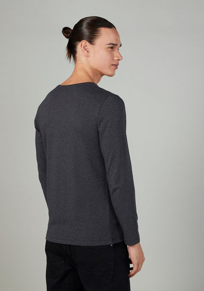 Plain T-shirt with Round Neck and Long Sleeves-T Shirts-image-2