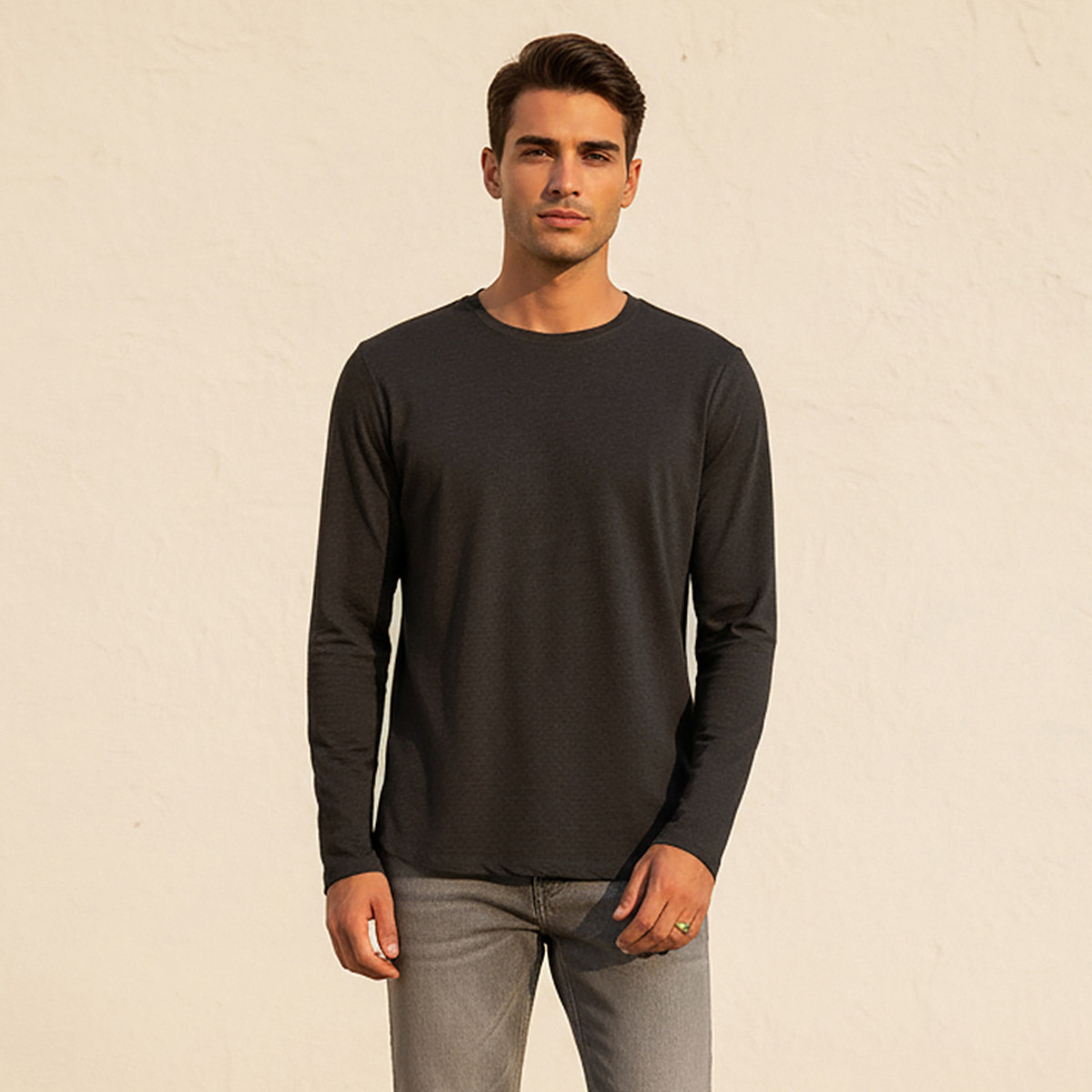 Splash Basics Slim Fit T-shirt with Crew Neck and Long Sleeves-men-clothing-tshirtsandpolos-tshirts-image-5