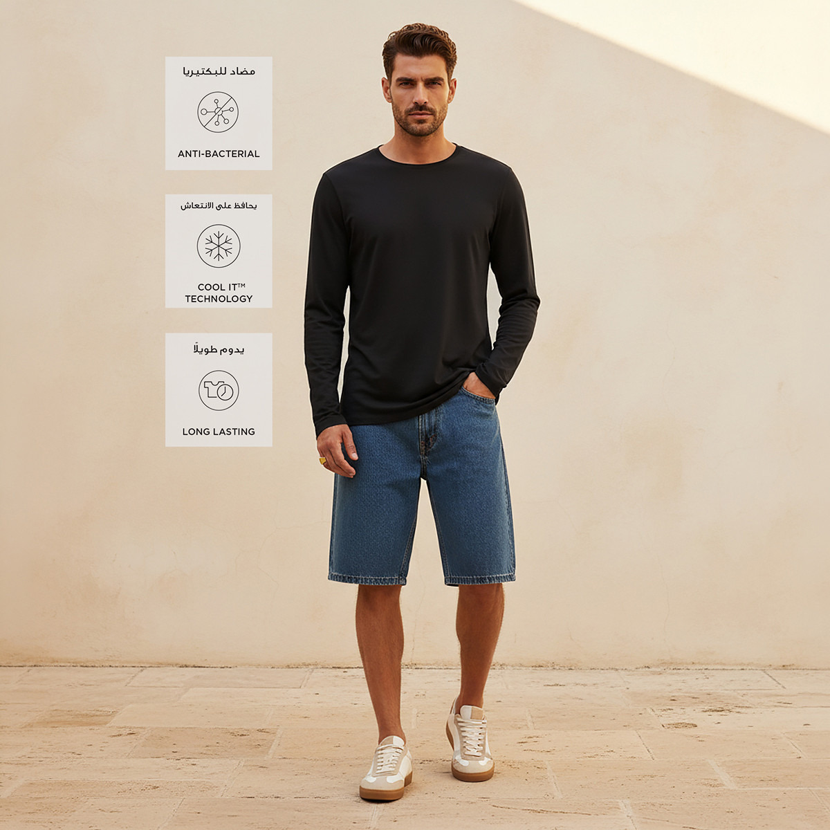 Splash Basics Slim Fit T-shirt with Crew Neck and Long Sleeves-men-clothing-tshirtsandpolos-tshirts-image-9