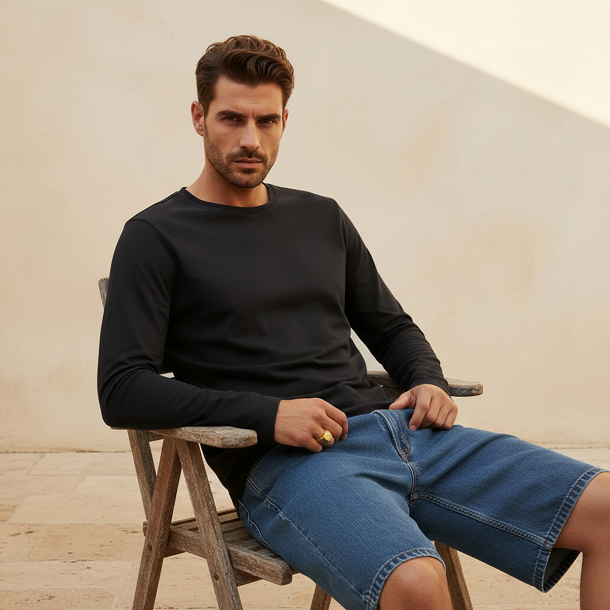 Splash Basics Slim Fit T-shirt with Crew Neck and Long Sleeves-men-clothing-tshirtsandpolos-tshirts-image-11