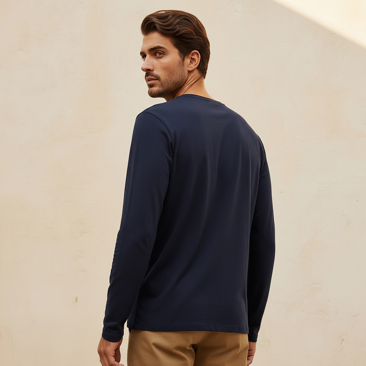 Splash Basics Slim Fit T-shirt with Crew Neck and Long Sleeves-men-clothing-tshirtsandpolos-tshirts-image-24