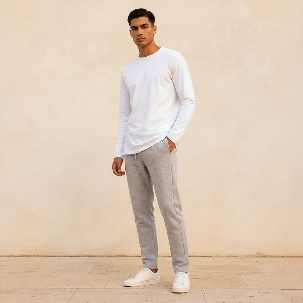 Slim Fit T-shirt with Crew Neck and Long Sleeves-men-clothing-tshirtsandpolos-tshirts-image-3