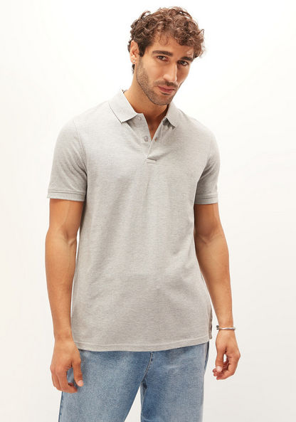 Solid Polo T-shirt with Short Sleeves-Polos-image-4
