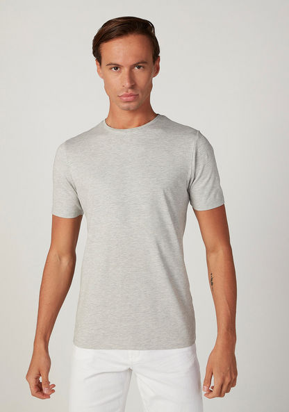 Plain T-shirt with Round Neck and Short Sleeves-T Shirts-image-0
