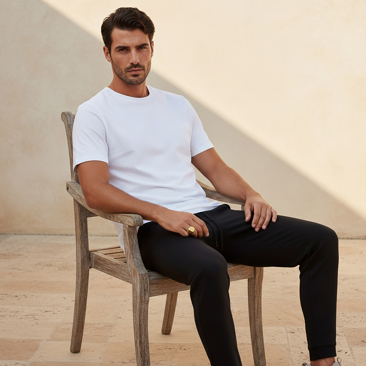 Plain Slim Fit Round Neck T-shirt with Short Sleeves-men-clothing-tshirtsandpolos-tshirts-image-5