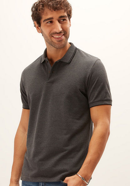 Polo Neck T-Shirt with Short Sleeves-Polos-image-0